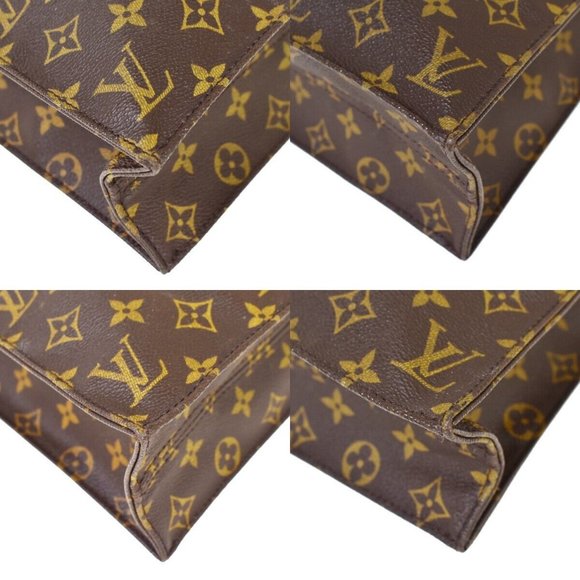 Authentic LOUIS VUITTON Sac Plat Hand Bag Monogram Leather Brown France - Picture 6 of 10